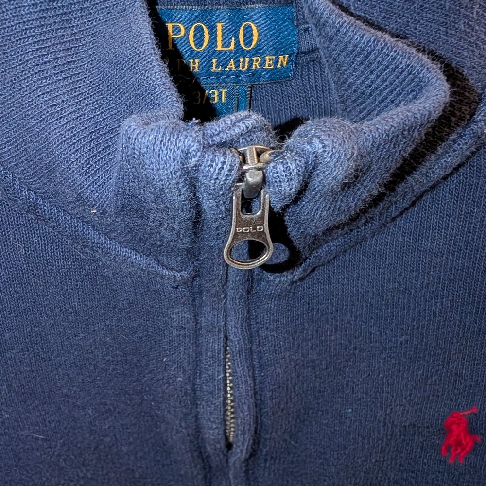 Ralph Lauren Polo Pullover Sweatshirt Navy Half-Zip 3T Classic Preppy EUC - Picture 5 of 6